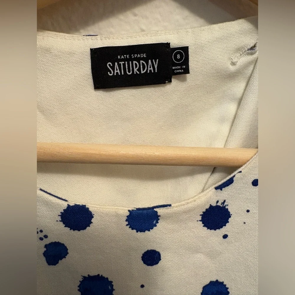 kate spade White Mini Dress w/Blue Spot Print